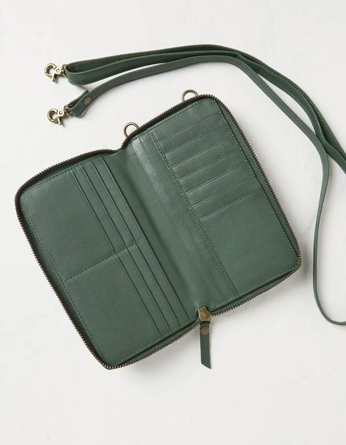 Women Bags and Purses FatFace Louisa Purse Phone Bag Green