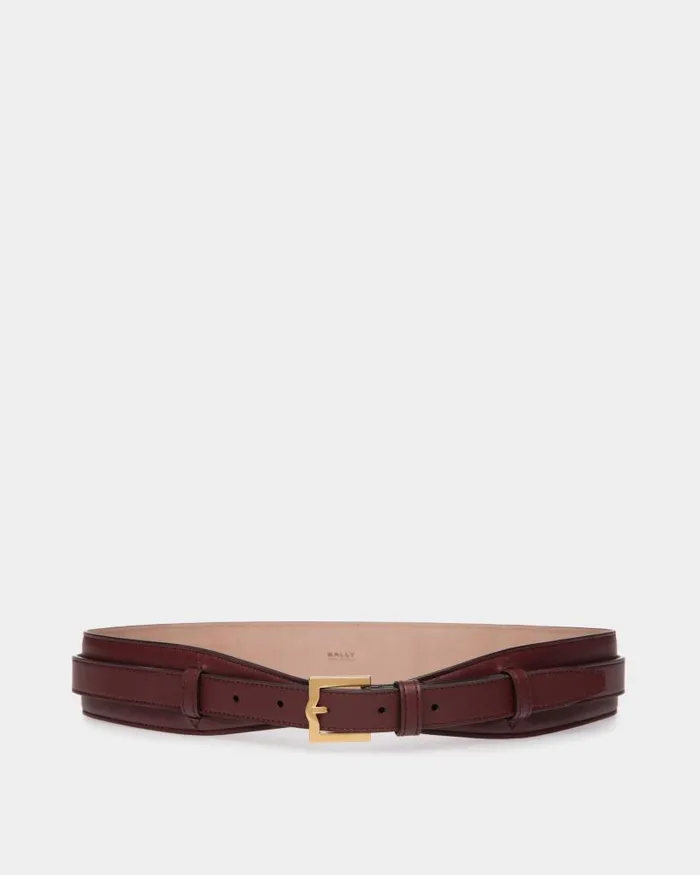 Women Bally Belts Emblem 45mm Belt In Andorra Leather Burgundy