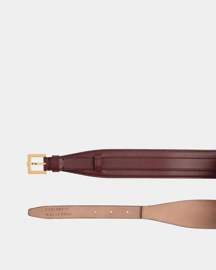 Women Bally Belts Emblem 45mm Belt In Andorra Leather Burgundy Women Bally Belts Emblem 45mm Belt In Andorra Leather Burgundy