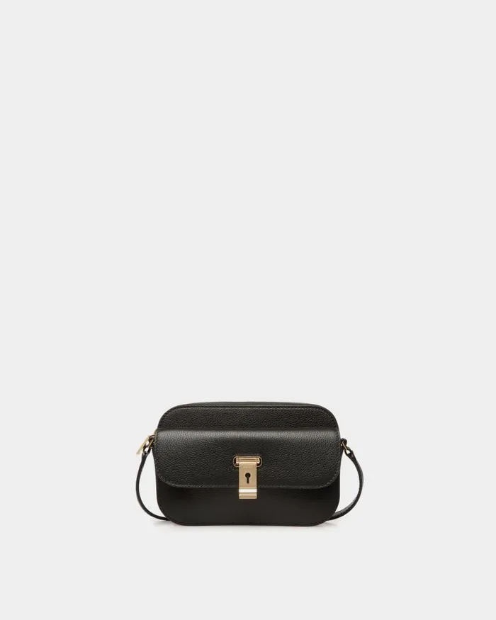 Women Bally Crossbody Bags Lock Me Small Crossbody Bag In Black Grained Leather Black