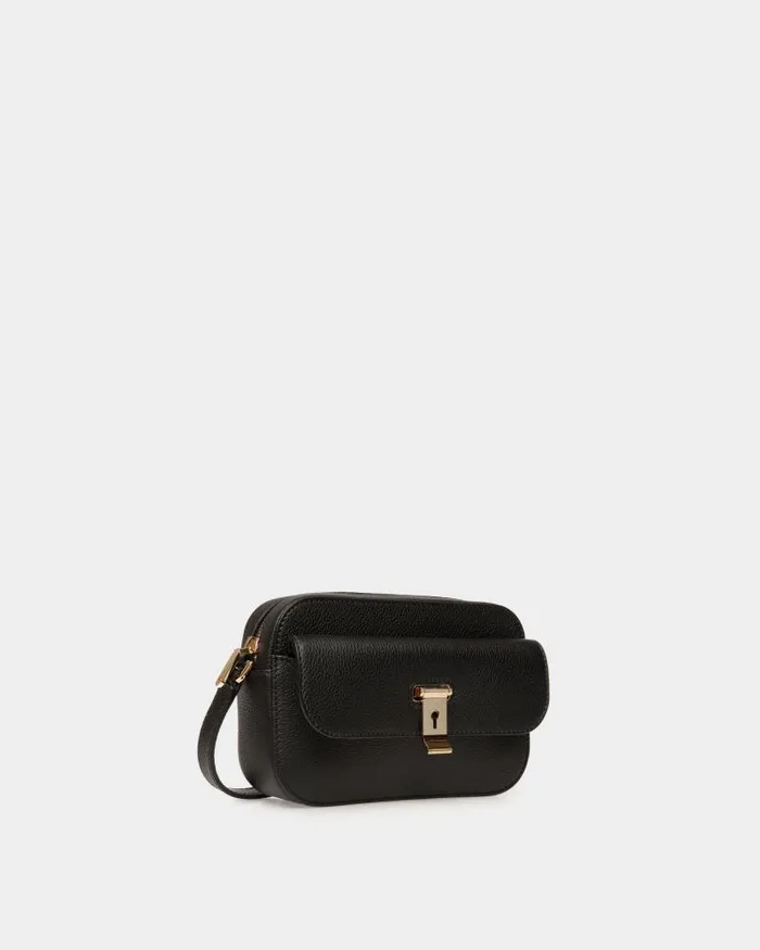 Women Bally Crossbody Bags Lock Me Small Crossbody Bag In Black Grained Leather Black Women Bally Crossbody Bags Lock Me Small Crossbody Bag In Black Grained Leather Black