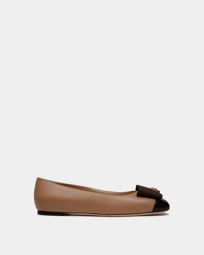 Women Bally Flats and Moccasins BBow Flat In Praline Beige Leather Beige