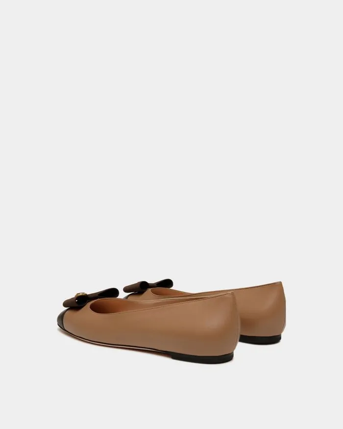 Women Bally Flats and Moccasins BBow Flat In Praline Beige Leather Beige Women Bally Flats and Moccasins BBow Flat In Praline Beige Leather Beige