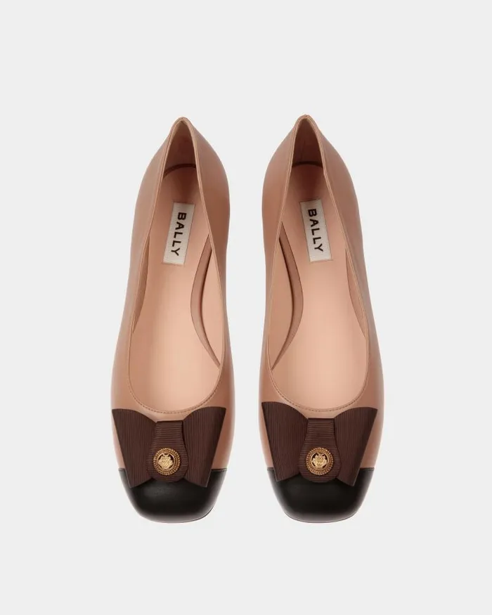 Women Bally Flats and Moccasins BBow Flat In Praline Beige Leather Beige Women Bally Flats and Moccasins BBow Flat In Praline Beige Leather Beige