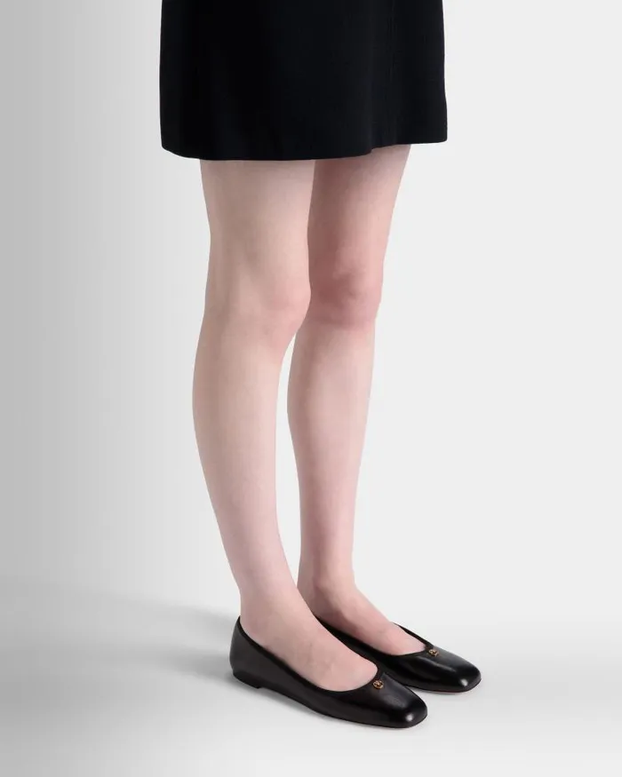 Women Bally Flats and Moccasins Ballyrina Flat In Black Nappa Leather Black Women Bally Flats and Moccasins Ballyrina Flat In Black Nappa Leather Black