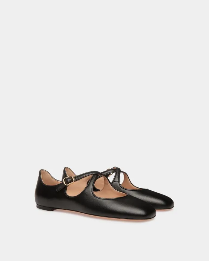 Women Bally Flats and Moccasins Ballyrina Flat In Black Nappa Leather Black Women Bally Flats and Moccasins Ballyrina Flat In Black Nappa Leather Black