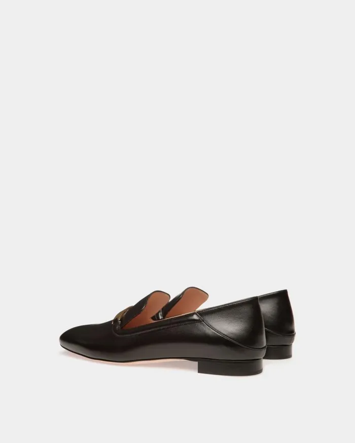 Women Bally Flats and Moccasins Deco Slipper In Black Leather Black Women Bally Flats and Moccasins Deco Slipper In Black Leather Black