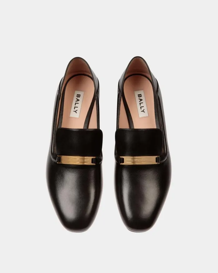 Women Bally Flats and Moccasins Deco Slipper In Black Leather Black Women Bally Flats and Moccasins Deco Slipper In Black Leather Black