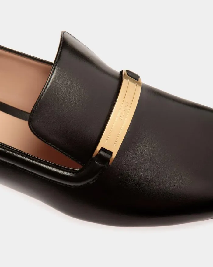 Women Bally Flats and Moccasins Deco Slipper In Black Leather Black Women Bally Flats and Moccasins Deco Slipper In Black Leather Black