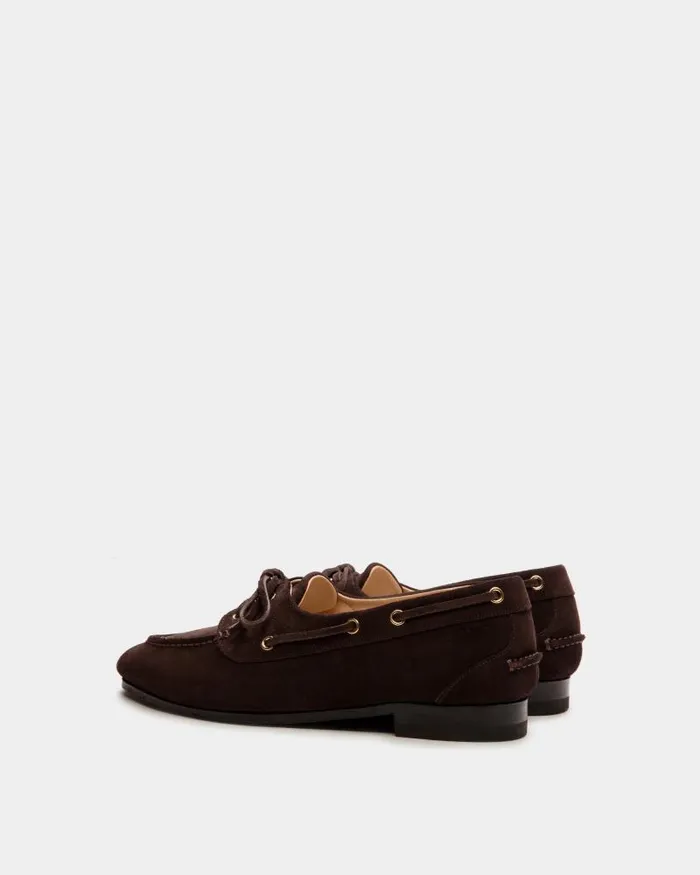 Women Bally Flats and Moccasins Plume Moccasin In Dark Brown Suede Brown