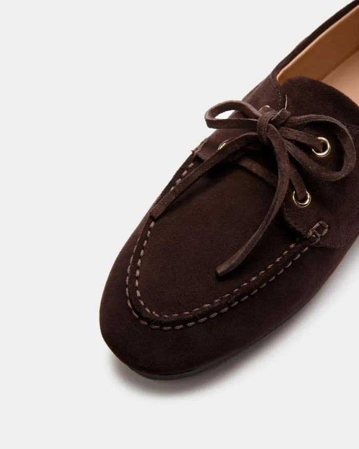 Women Bally Flats and Moccasins Plume Moccasin In Dark Brown Suede Brown