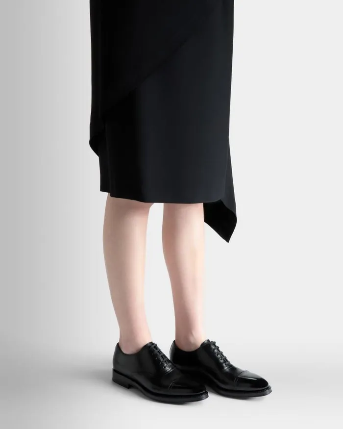 Women Bally Flats and Moccasins Scribe Un Oxford In Black Leather Black