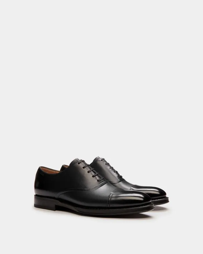 Women Bally Flats and Moccasins Scribe Un Oxford In Black Leather Black