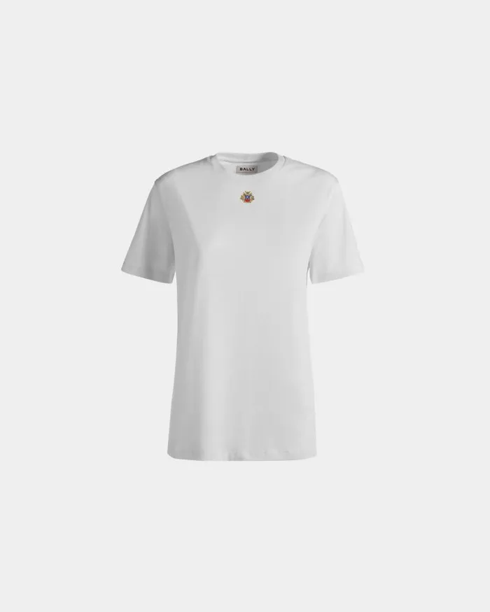Women Bally Shirts and TShirts TShirt With Bally Crest Logo In White Cotton White