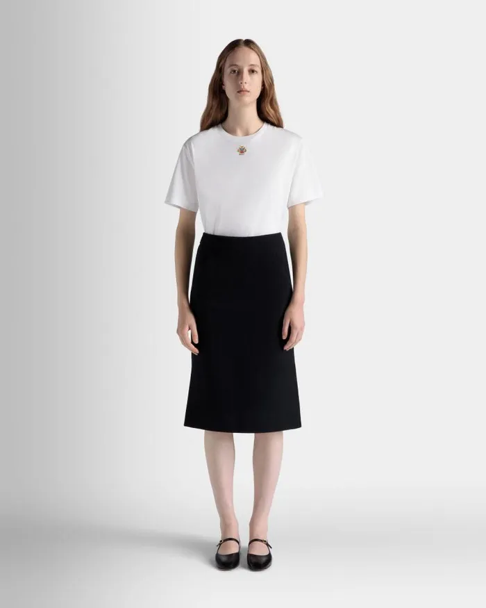 Women Bally Shirts and TShirts TShirt With Bally Crest Logo In White Cotton White Women Bally Shirts and TShirts TShirt With Bally Crest Logo In White Cotton White