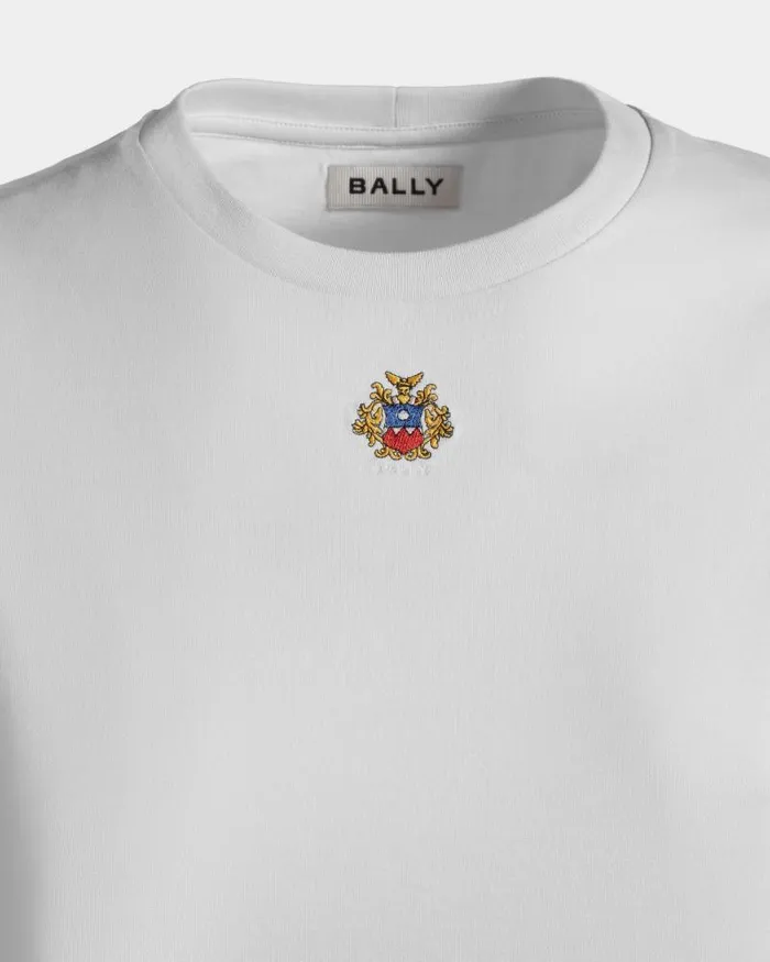 Women Bally Shirts and TShirts TShirt With Bally Crest Logo In White Cotton White Women Bally Shirts and TShirts TShirt With Bally Crest Logo In White Cotton White