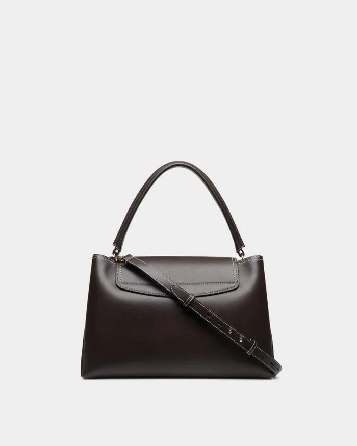 Women Bally Top Handle Bags Lock Me Top Handle Bag In Ebano Leather Brown Women Bally Top Handle Bags Lock Me Top Handle Bag In Ebano Leather Brown