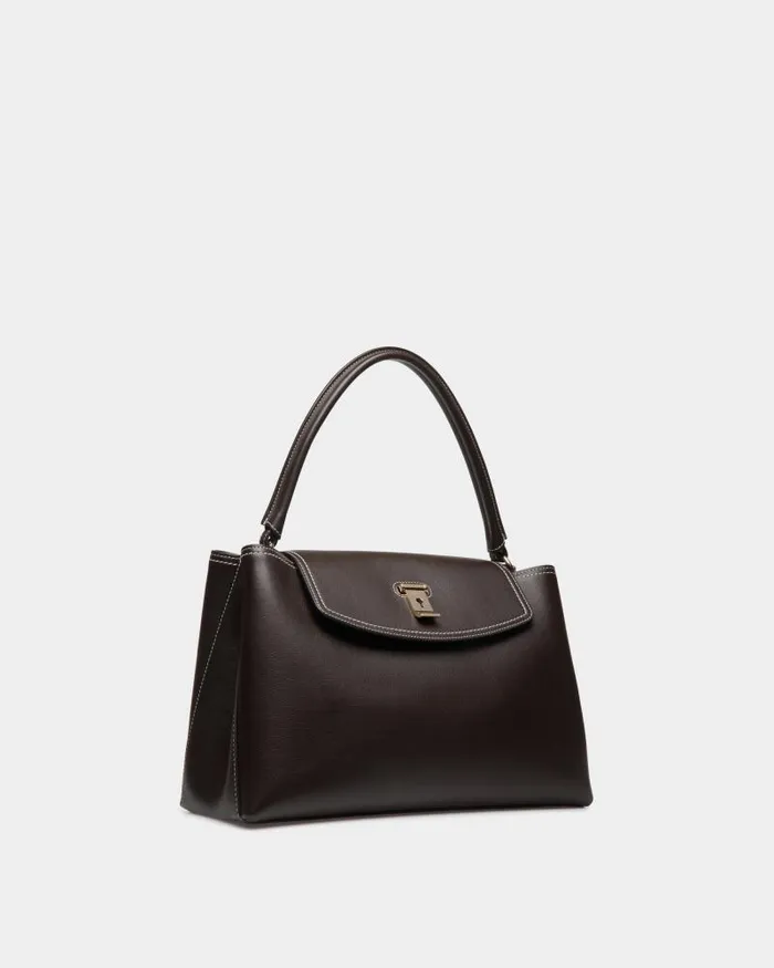 Women Bally Top Handle Bags Lock Me Top Handle Bag In Ebano Leather Brown Women Bally Top Handle Bags Lock Me Top Handle Bag In Ebano Leather Brown