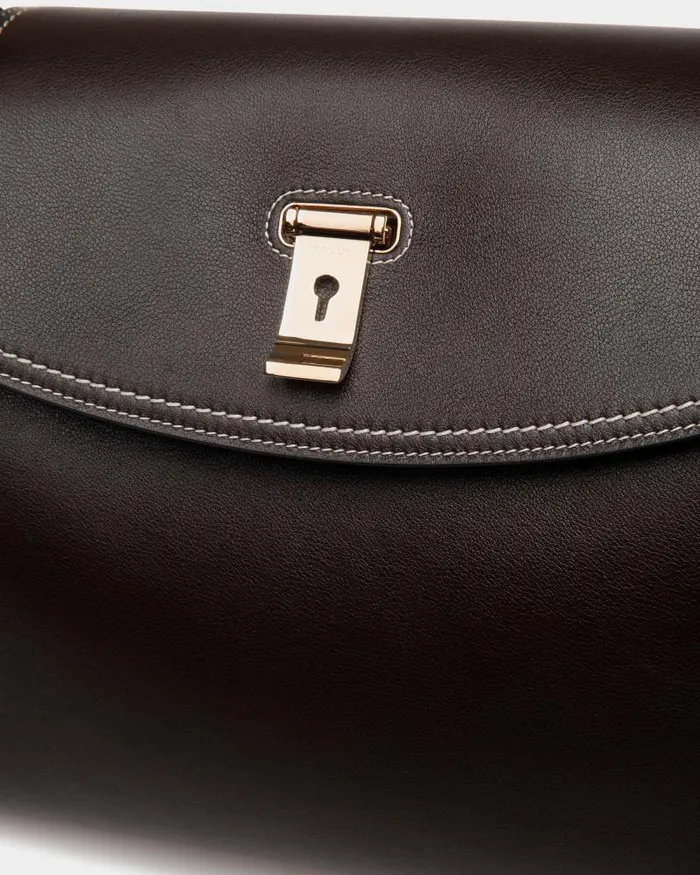 Women Bally Top Handle Bags Lock Me Top Handle Bag In Ebano Leather Brown Women Bally Top Handle Bags Lock Me Top Handle Bag In Ebano Leather Brown