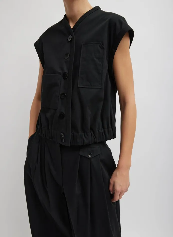 Women Bio Twill Blousant Vest Black Tibi Tops
