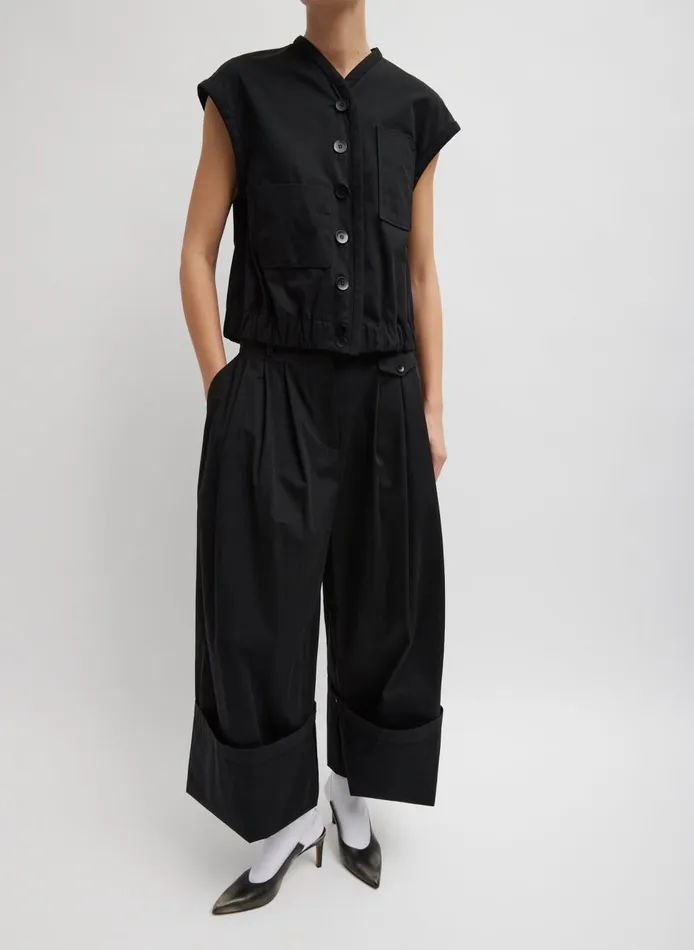 Women Bio Twill Blousant Vest Black Tibi Tops