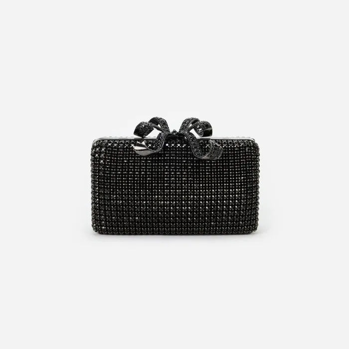 Women Black Crystal Box Clutch Self Portrait Handbags