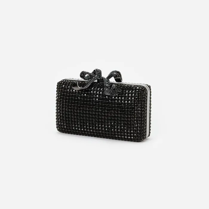 Women Black Crystal Box Clutch Self Portrait Handbags