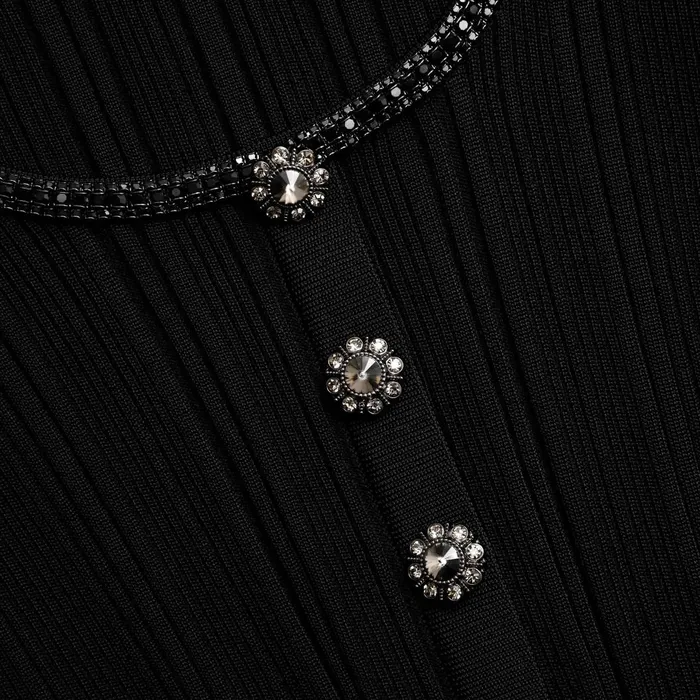 Women Black Embellished Knit Top Self Portrait Knitwear