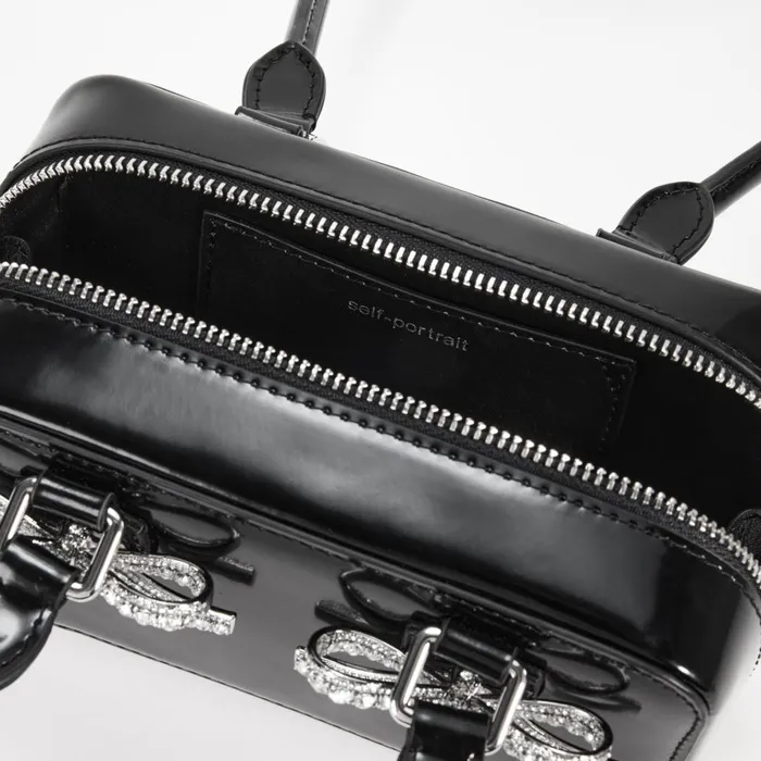 Women Black Leather Shoulder Bag Self Portrait Handbags
