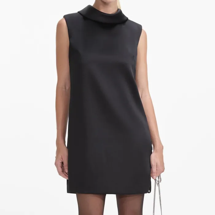 Women Black Satin Chain Detail Mini Dress Self Portrait Dresses