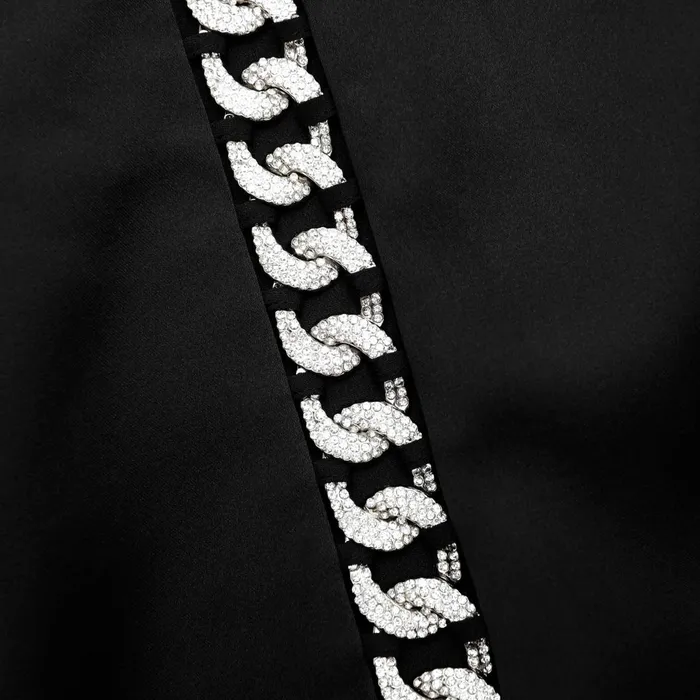 Women Black Satin Chain Detail Mini Dress Self Portrait Dresses