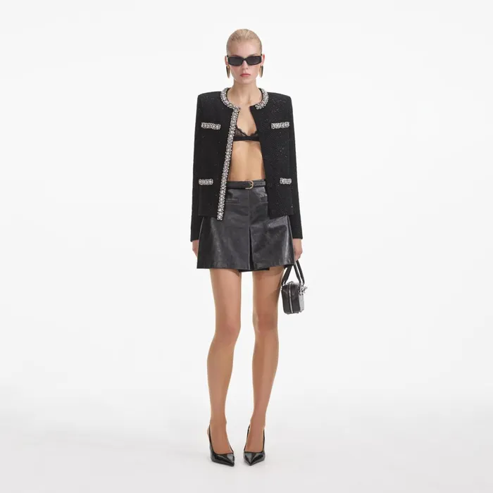 Women Black Sequin Knit Cardigan Self Portrait Knitwear