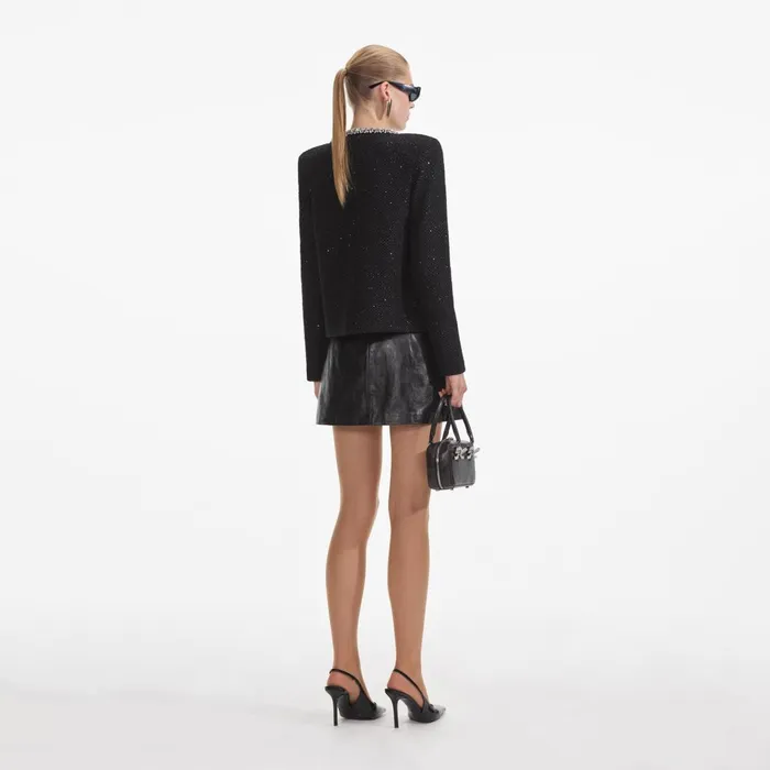 Women Black Sequin Knit Cardigan Self Portrait Knitwear