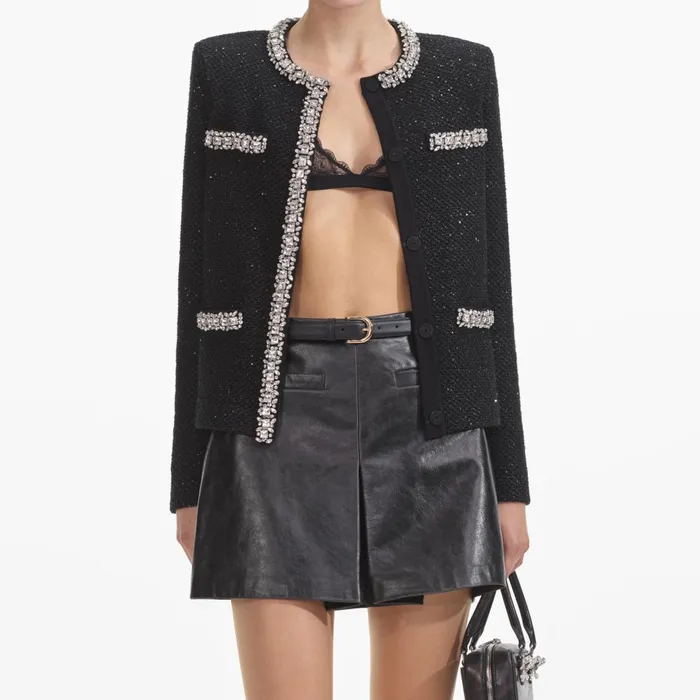 Women Black Sequin Knit Cardigan Self Portrait Knitwear