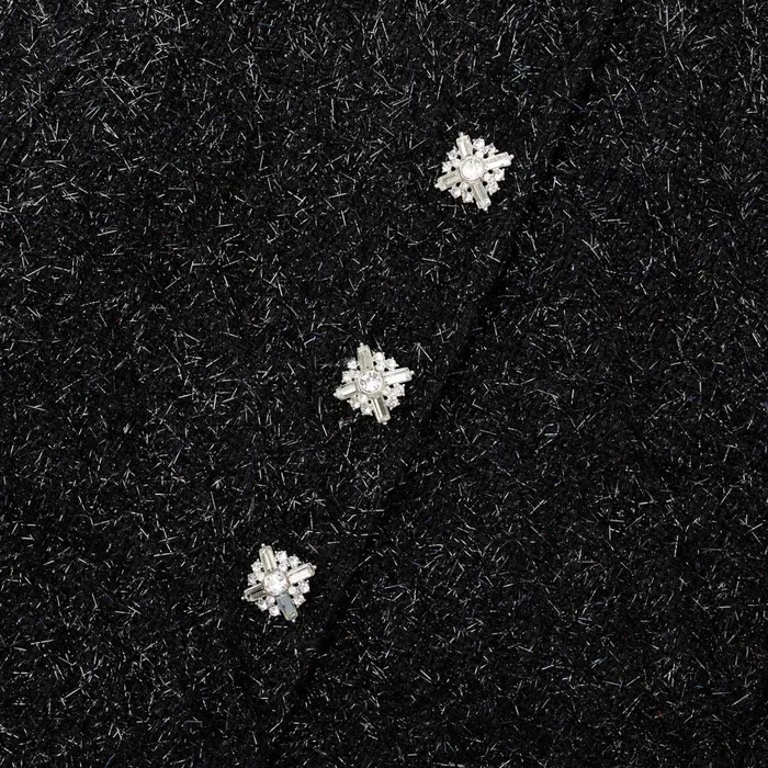 Women Black Tinsel Boucle Buttoned Midi Dress Self Portrait Dresses