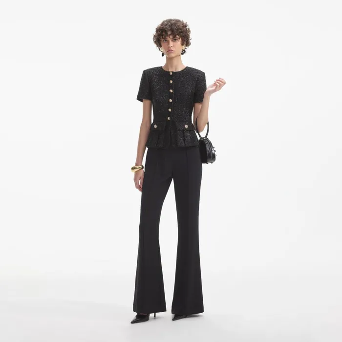 Women Black Tinsel Boucle Jumpsuit Self Portrait Jumpsuits
