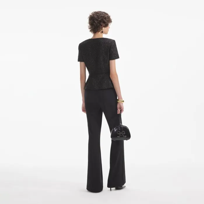 Women Black Tinsel Boucle Jumpsuit Self Portrait Jumpsuits