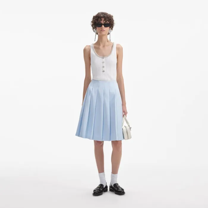 Women Blue Satin Midi Skirt Self Portrait Bottoms