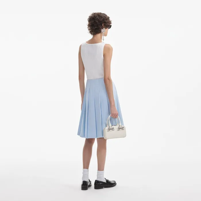Women Blue Satin Midi Skirt Self Portrait Bottoms