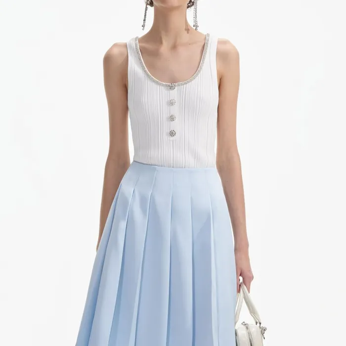 Women Blue Satin Midi Skirt Self Portrait Bottoms