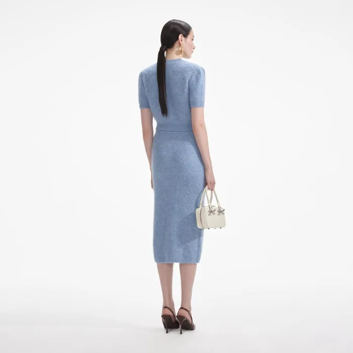 Women Blue Soft Knit Top Self Portrait Knitwear