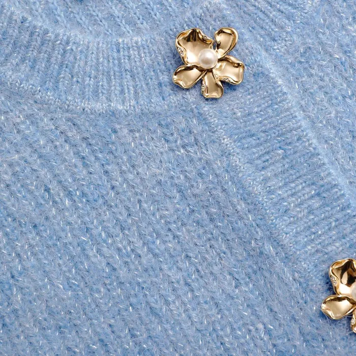 Women Blue Soft Knit Top Self Portrait Knitwear