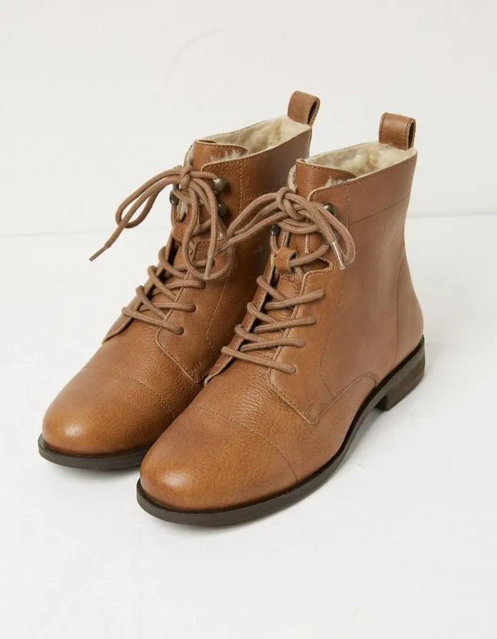 Women Boots FatFace Catrin Lace Up Ankle Boot Tan