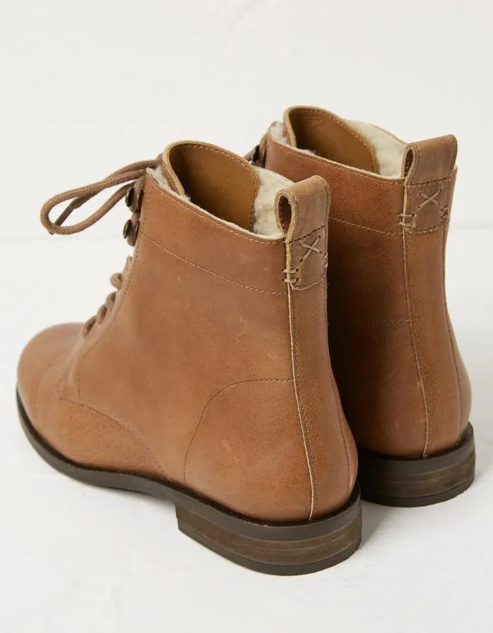 Women Boots FatFace Catrin Lace Up Ankle Boot Tan