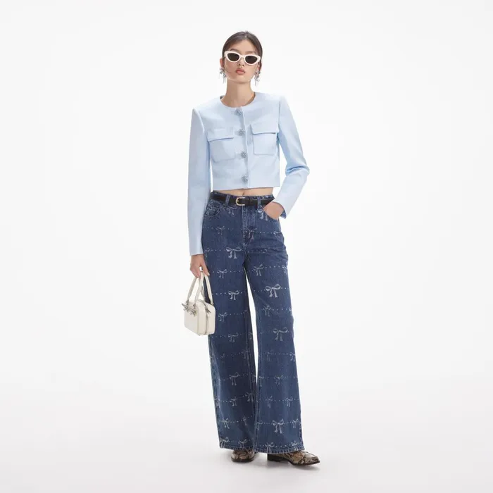 Women Bow Print Jeans Self Portrait Denim