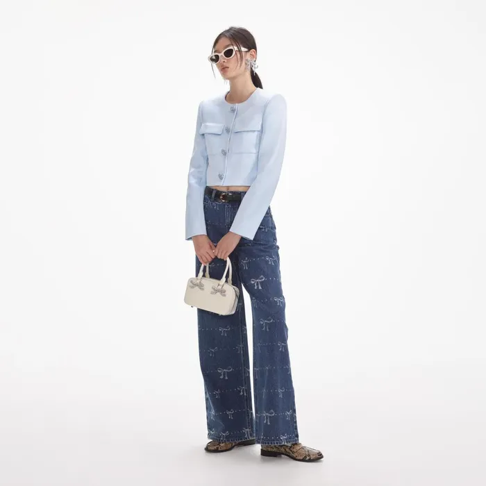 Women Bow Print Jeans Self Portrait Denim
