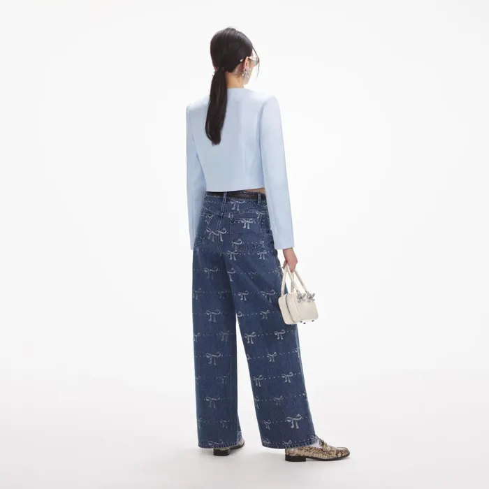 Women Bow Print Jeans Self Portrait Denim