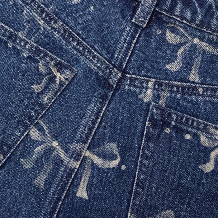 Women Bow Print Jeans Self Portrait Denim