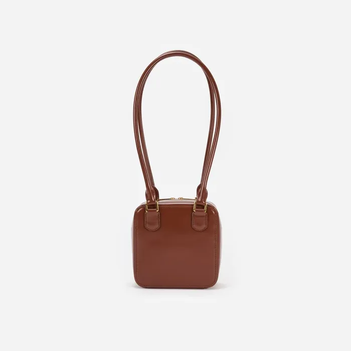Women Brown Leather Square Shoulder Bag Self Portrait Handbags