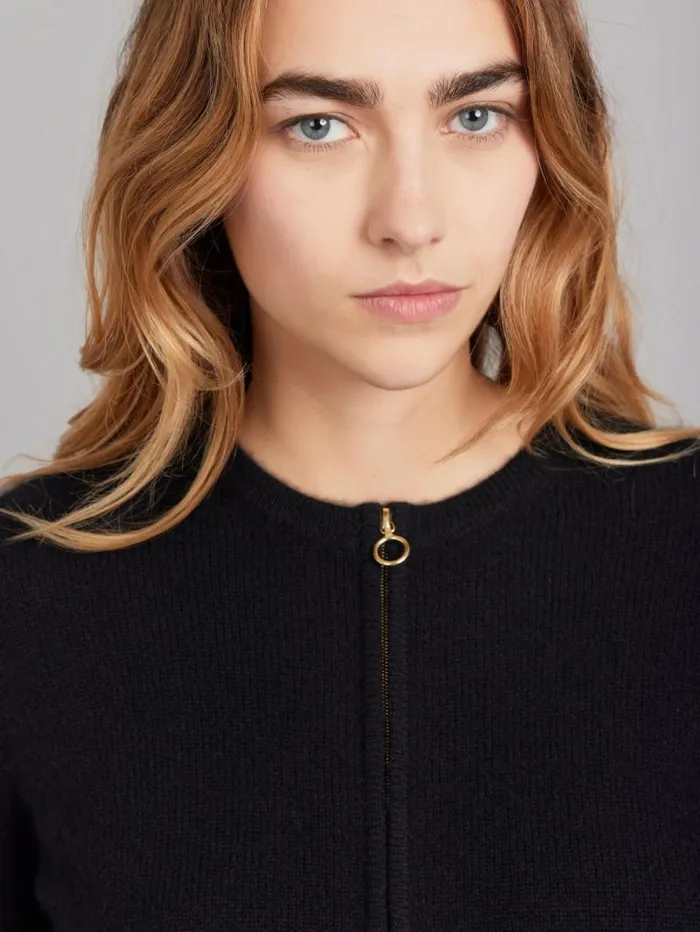 Women Cardigans Agns B Black 100 Cashmere Zip Cardigan Women Cardigans Agns B Black 100 Cashmere Zip Cardigan